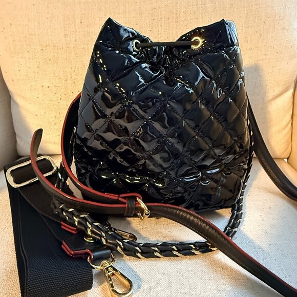 MZ Wallace Limited Edition Black & Gold Lacquer Bag – 3 Straps, Like New, Worn 1 - Picture 2 of 6